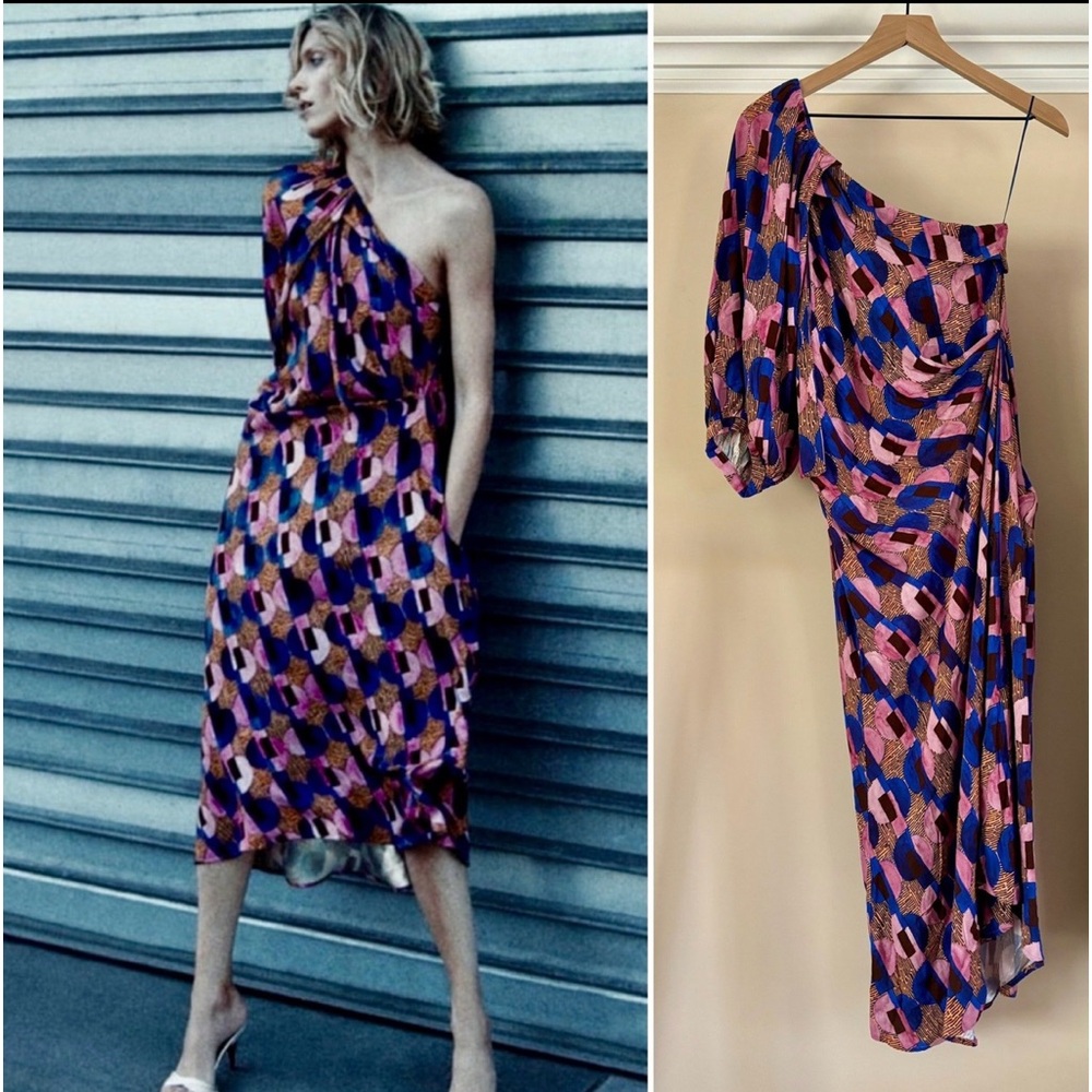 ZARA STUDIO NWT $129 GEOMETRIC PRINTED LIMITED EDITION ASYMMETRIC DRESS
